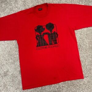 Vintage Clothe-A-Child Long Sleeve Shirt Size XL Made‎ In USA Screen Stars Red